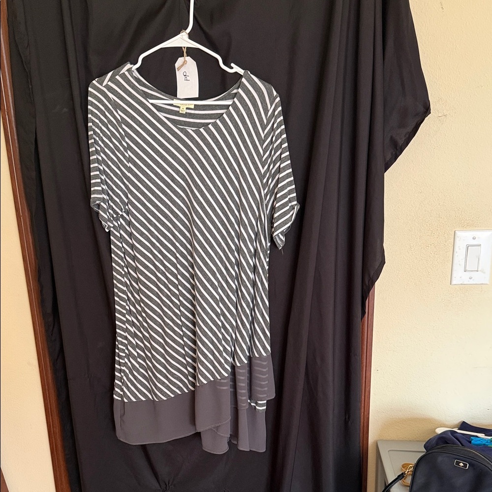 #94–Kori Gray Striped Midi Dress